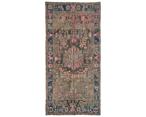 5x10 Vintage Brown Persian Style Hand Knotted Low Pile Wool Area Rug